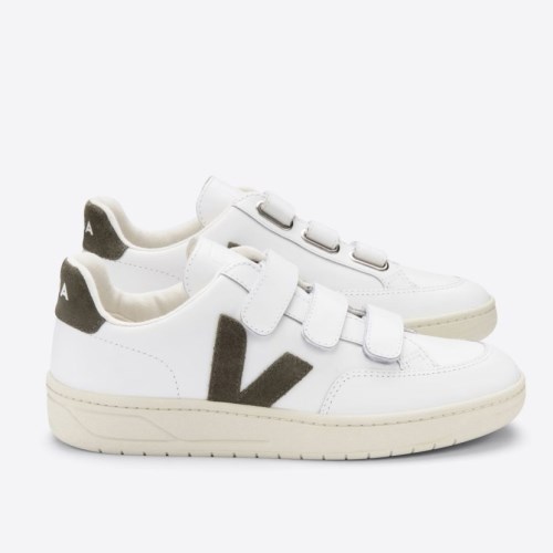 Veja V-lock Leather Womens Trainers White/Chocolate UK 86587